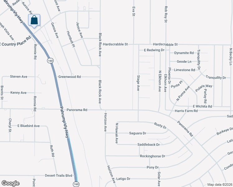 map of restaurants, bars, coffee shops, grocery stores, and more near 1130 West Harris Farm Road in Pahrump