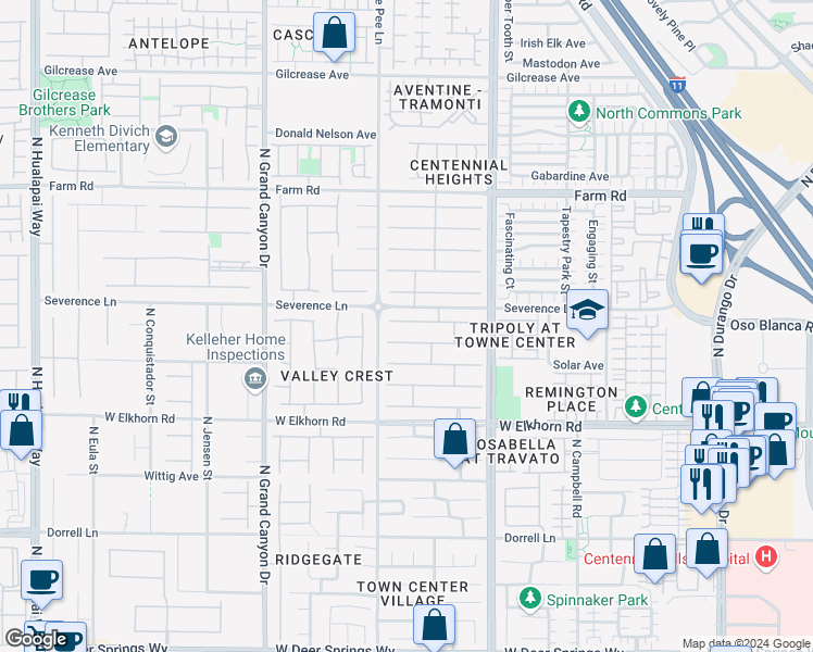map of restaurants, bars, coffee shops, grocery stores, and more near 9343 Oxbow Lake Avenue in Las Vegas