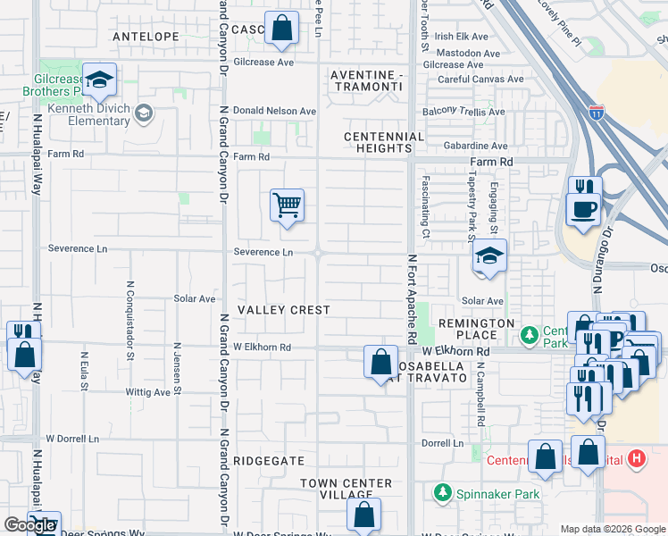 map of restaurants, bars, coffee shops, grocery stores, and more near 9344 Oxbow Lake Avenue in Las Vegas