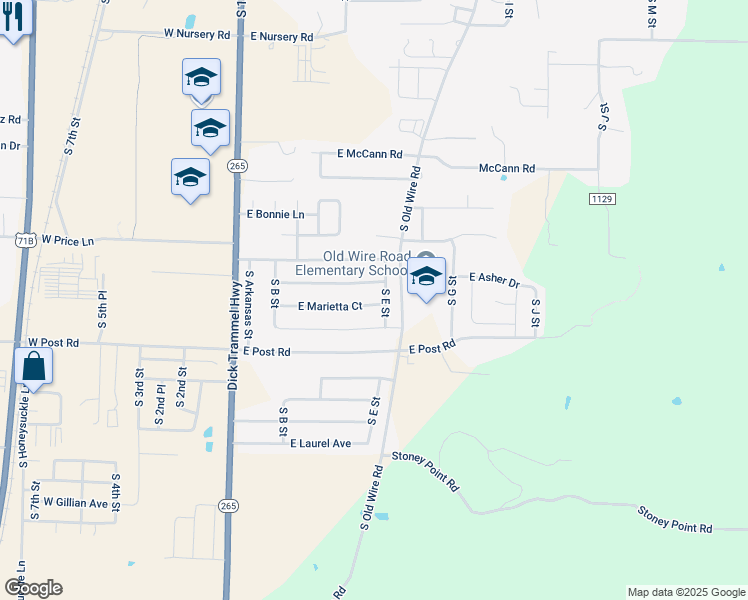 map of restaurants, bars, coffee shops, grocery stores, and more near 426 East Asher Court in Rogers