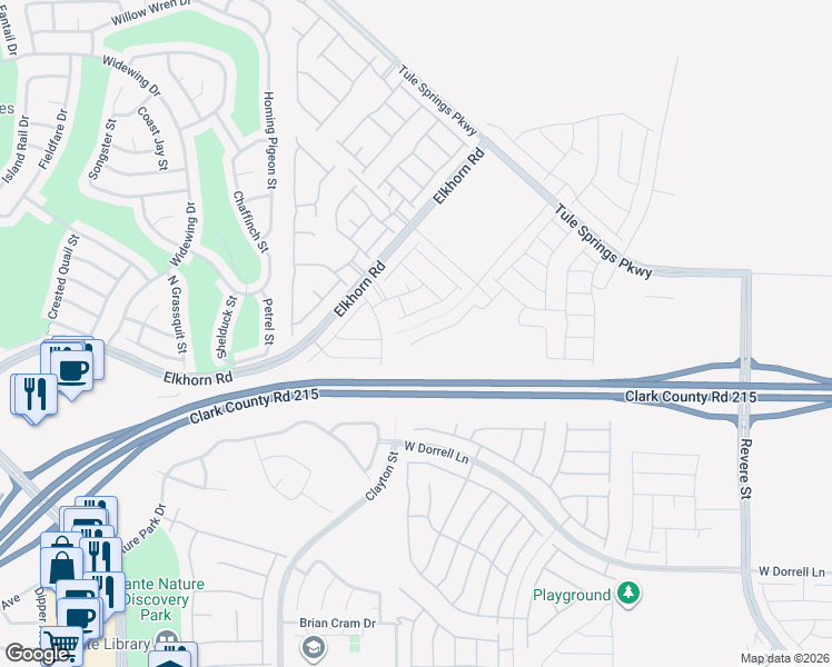 map of restaurants, bars, coffee shops, grocery stores, and more near Clayton Street in North Las Vegas