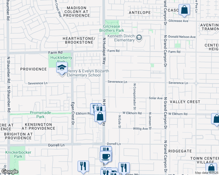 map of restaurants, bars, coffee shops, grocery stores, and more near 7330 Quaking Aspen Street in Las Vegas