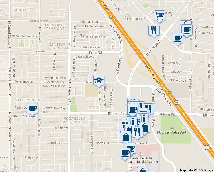 map of restaurants, bars, coffee shops, grocery stores, and more near 8937 Mount Baker Court in Las Vegas