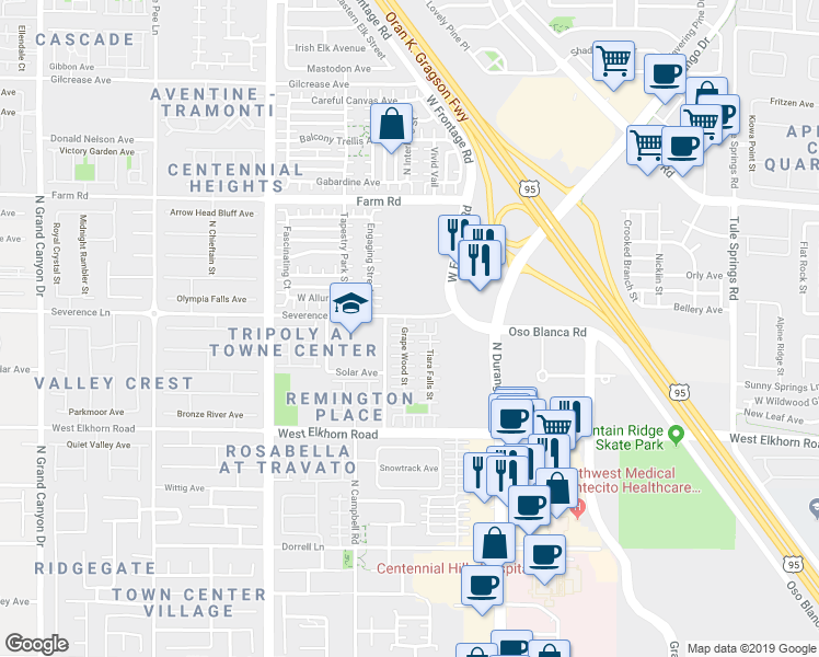 map of restaurants, bars, coffee shops, grocery stores, and more near 8940 Mount Baker Court in Las Vegas