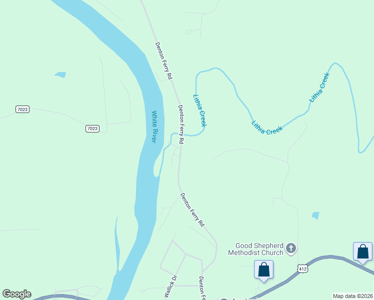 map of restaurants, bars, coffee shops, grocery stores, and more near 1032 Denton Ferry Road in Gassville