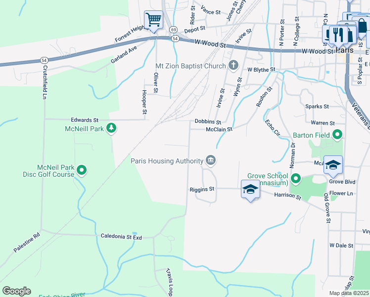 map of restaurants, bars, coffee shops, grocery stores, and more near 1004 Pearl Street in Paris