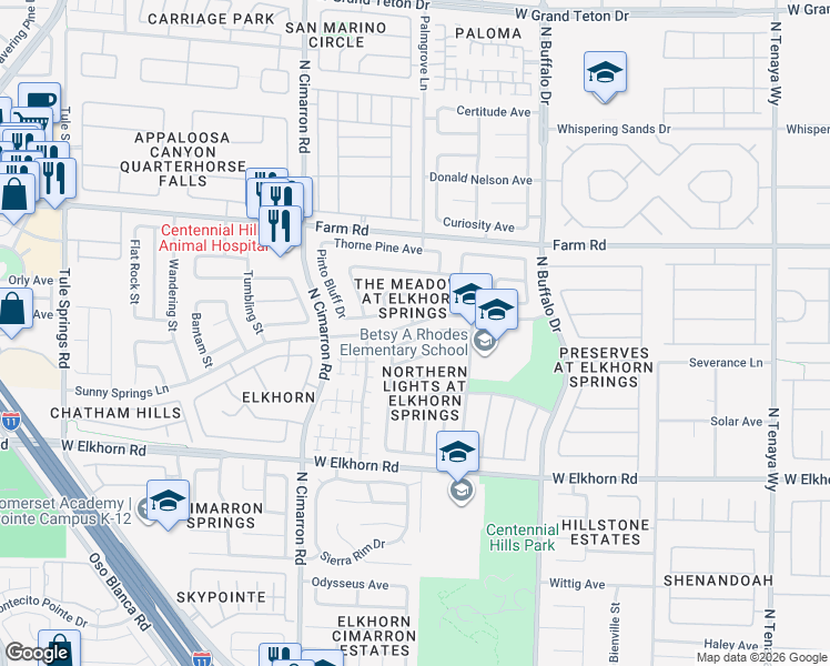 map of restaurants, bars, coffee shops, grocery stores, and more near 7732 Sparrowgate Avenue in Las Vegas