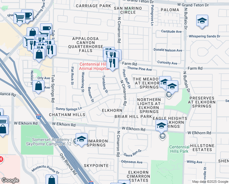 map of restaurants, bars, coffee shops, grocery stores, and more near 8025 Radigan Avenue in Las Vegas