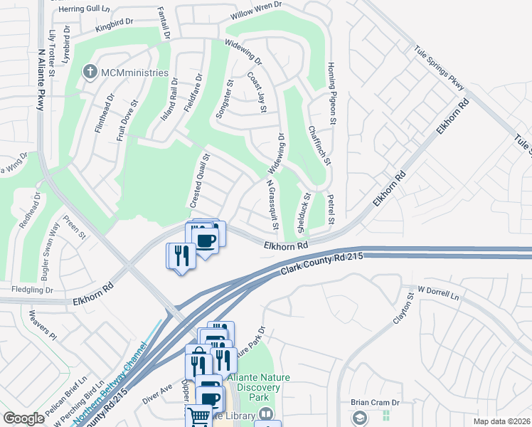 map of restaurants, bars, coffee shops, grocery stores, and more near 2404 Garganey Avenue in North Las Vegas