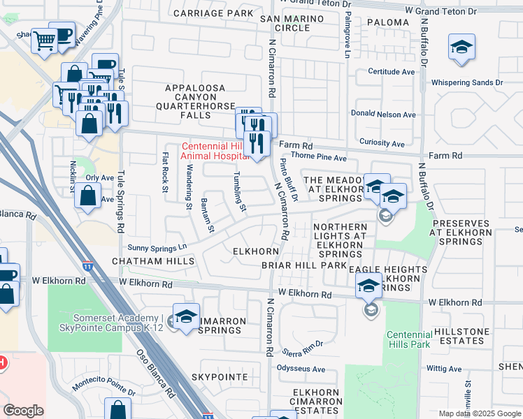 map of restaurants, bars, coffee shops, grocery stores, and more near 8025 Radigan Avenue in Las Vegas