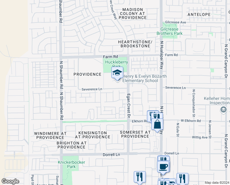 map of restaurants, bars, coffee shops, grocery stores, and more near 7340 Millsfield Street in Las Vegas