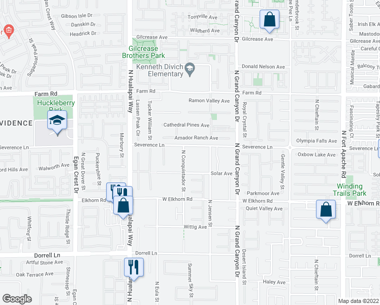 map of restaurants, bars, coffee shops, grocery stores, and more near 9775 Severence Lane in Las Vegas