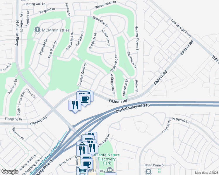 map of restaurants, bars, coffee shops, grocery stores, and more near 2404 Garganey Avenue in North Las Vegas