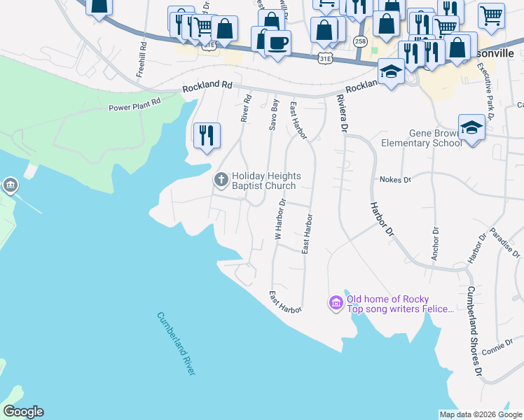 map of restaurants, bars, coffee shops, grocery stores, and more near 129 Savo Bay in Hendersonville
