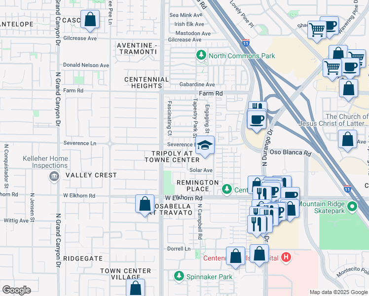 map of restaurants, bars, coffee shops, grocery stores, and more near 7332 Marble Lake Street in Las Vegas