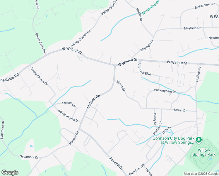 map of restaurants, bars, coffee shops, grocery stores, and more near 609 Matson Road in Jonesborough