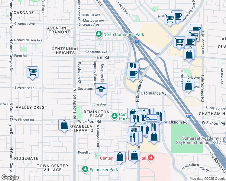map of restaurants, bars, coffee shops, grocery stores, and more near 8940 Mount Baker Court in Las Vegas