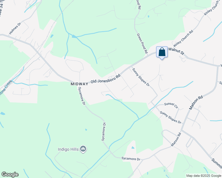 map of restaurants, bars, coffee shops, grocery stores, and more near 132 Woodland Dr in Jonesborough
