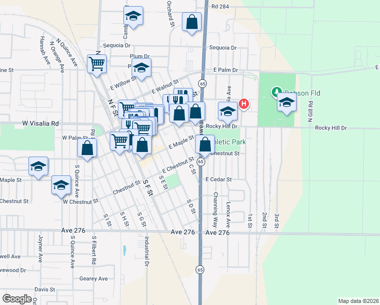 map of restaurants, bars, coffee shops, grocery stores, and more near 226 C Street in Exeter