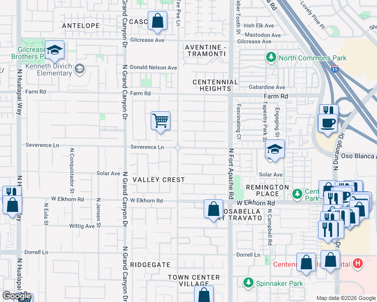 map of restaurants, bars, coffee shops, grocery stores, and more near 9344 Oxbow Lake Avenue in Las Vegas
