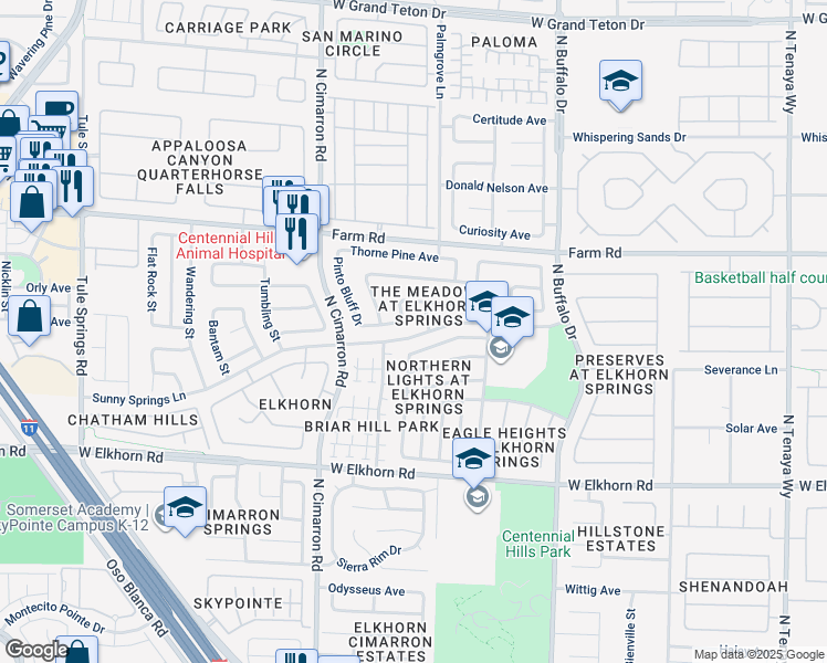 map of restaurants, bars, coffee shops, grocery stores, and more near 7901 Lark Meadow Avenue in Las Vegas