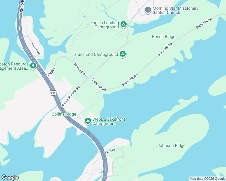 map of restaurants, bars, coffee shops, grocery stores, and more near 3041 Slate Hill Road in Bean Station