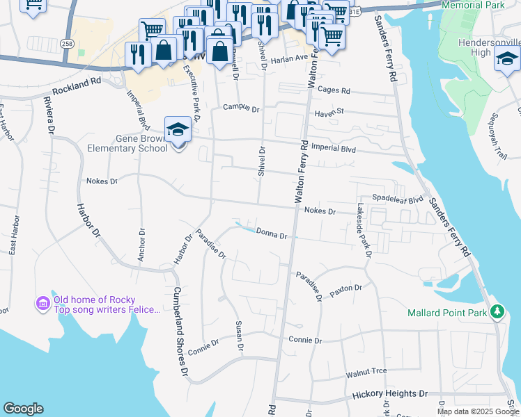 map of restaurants, bars, coffee shops, grocery stores, and more near 117 Nokes Drive in Hendersonville