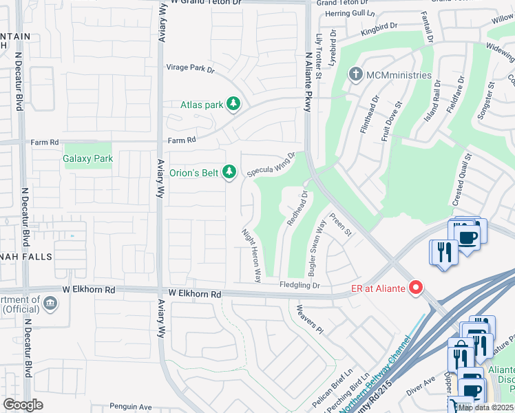 map of restaurants, bars, coffee shops, grocery stores, and more near 7428 Redbreast Court in North Las Vegas