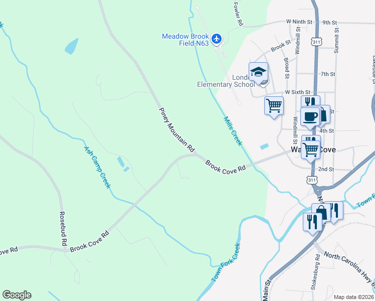 map of restaurants, bars, coffee shops, grocery stores, and more near 3932 Piney Mountain Rd in Walnut Cove