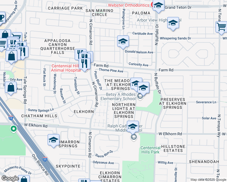 map of restaurants, bars, coffee shops, grocery stores, and more near 7901 Lark Meadow Avenue in Las Vegas