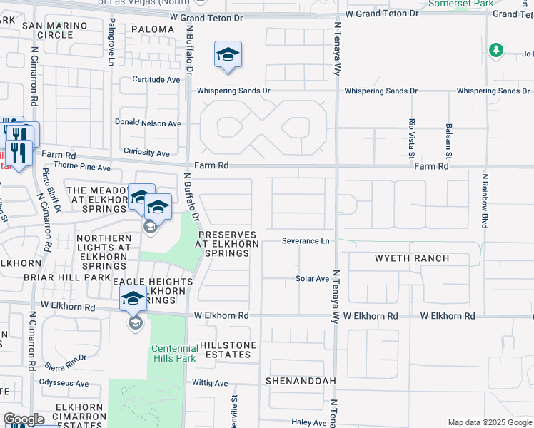 map of restaurants, bars, coffee shops, grocery stores, and more near 7441 Mystic Stream Way in Las Vegas