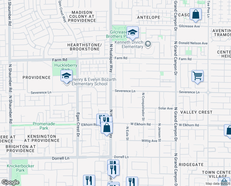 map of restaurants, bars, coffee shops, grocery stores, and more near 7385 Quaking Aspen Street in Las Vegas