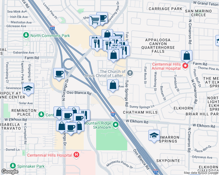 map of restaurants, bars, coffee shops, grocery stores, and more near 8473 Bellery Avenue in Las Vegas