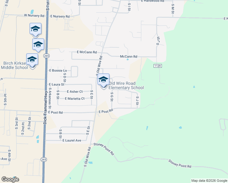 map of restaurants, bars, coffee shops, grocery stores, and more near 3101 South G Street in Rogers