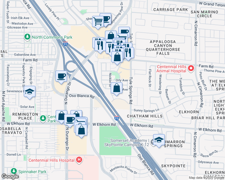 map of restaurants, bars, coffee shops, grocery stores, and more near 8473 Bellery Avenue in Las Vegas