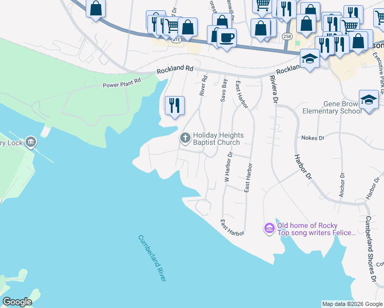 map of restaurants, bars, coffee shops, grocery stores, and more near 130 Rice Road in Hendersonville