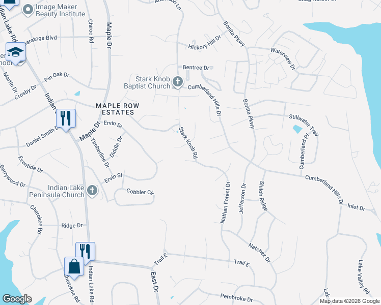 map of restaurants, bars, coffee shops, grocery stores, and more near 102 Stark Knob Road in Hendersonville