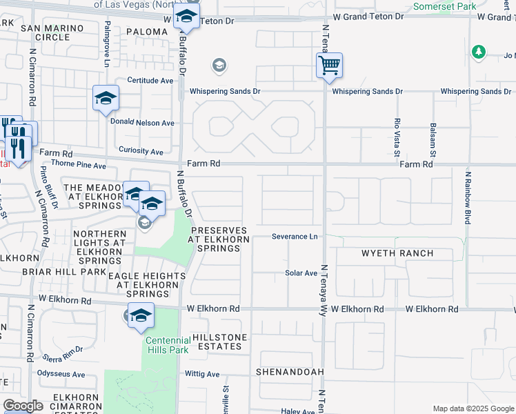 map of restaurants, bars, coffee shops, grocery stores, and more near 7441 Mystic Stream Way in Las Vegas