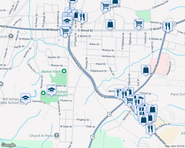 map of restaurants, bars, coffee shops, grocery stores, and more near 307 Edgewood Street in Paris