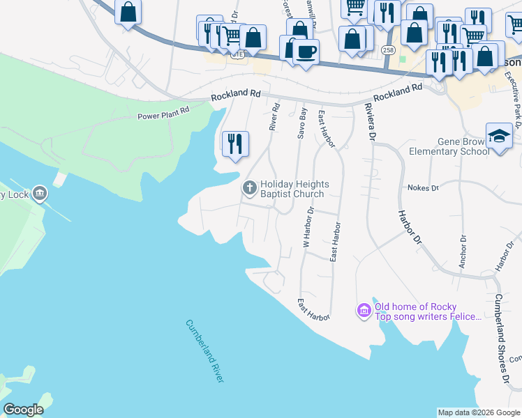 map of restaurants, bars, coffee shops, grocery stores, and more near 130 Rice Road in Hendersonville