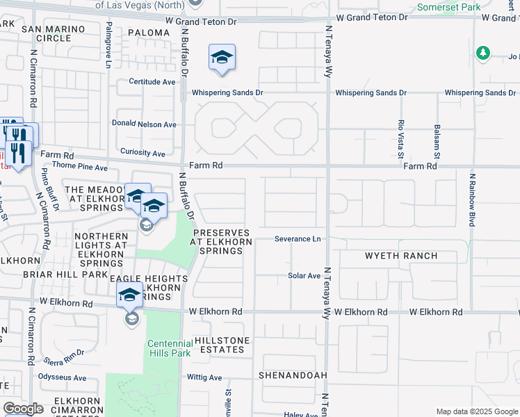 map of restaurants, bars, coffee shops, grocery stores, and more near 7441 Mystic Stream Way in Las Vegas