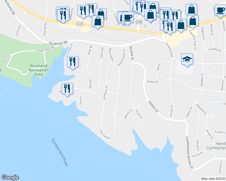 map of restaurants, bars, coffee shops, grocery stores, and more near 107 Jamestown Place in Hendersonville