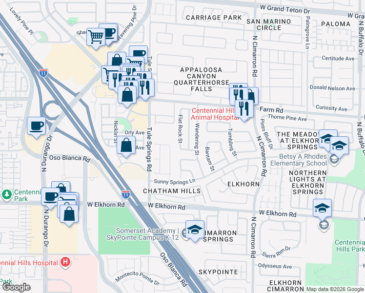map of restaurants, bars, coffee shops, grocery stores, and more near 7420 Alpine Ridge Street in Las Vegas