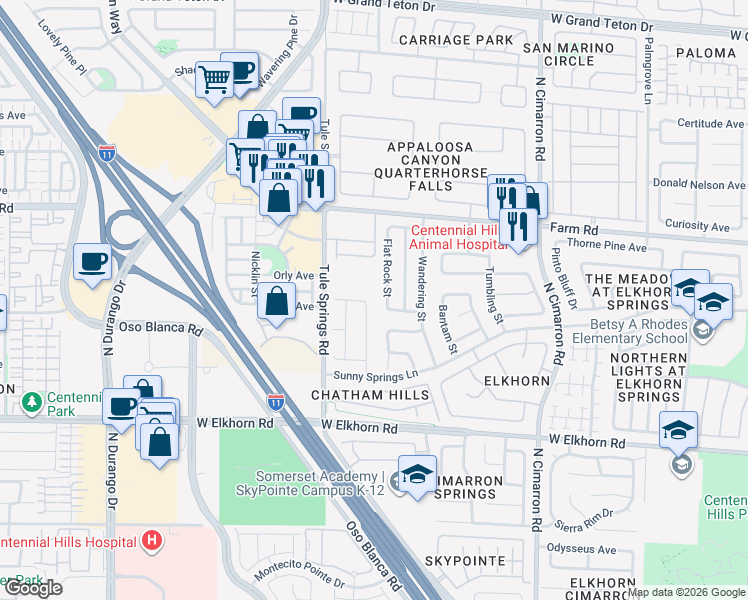 map of restaurants, bars, coffee shops, grocery stores, and more near 7420 Alpine Ridge Street in Las Vegas