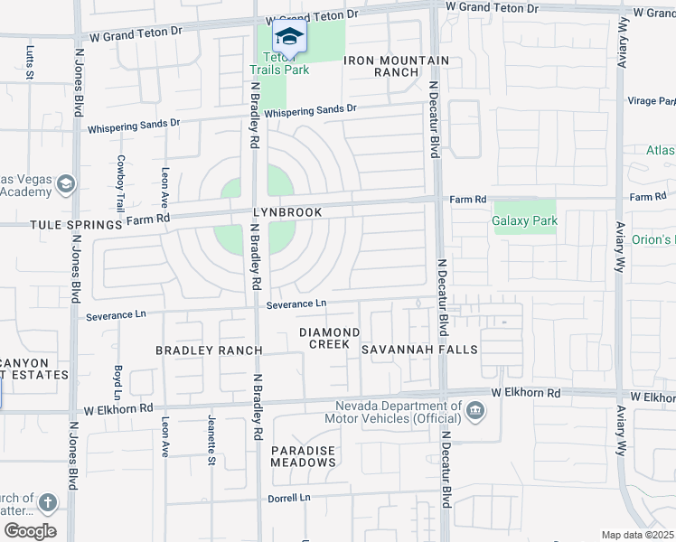 map of restaurants, bars, coffee shops, grocery stores, and more near 7542 Splashing Rock Drive in Las Vegas