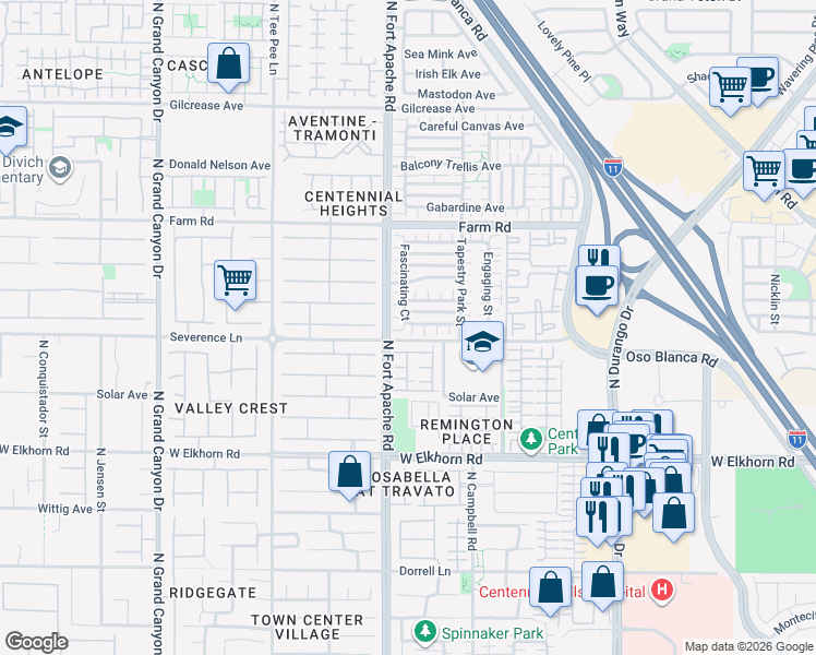 map of restaurants, bars, coffee shops, grocery stores, and more near 7417 Delicious Court in Las Vegas