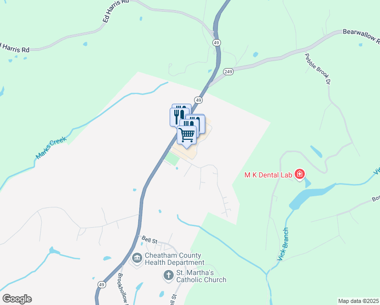 map of restaurants, bars, coffee shops, grocery stores, and more near 314 Frey Street in Ashland City