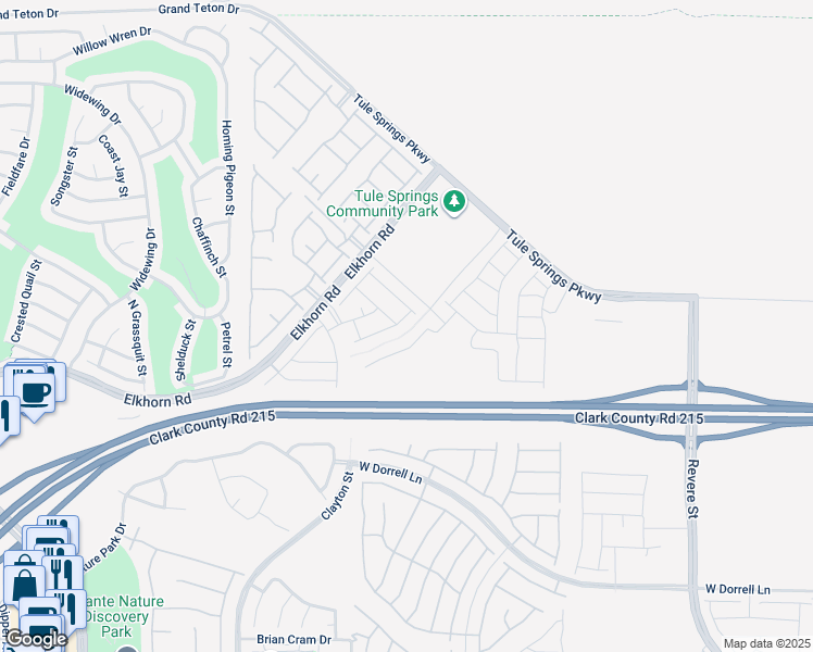 map of restaurants, bars, coffee shops, grocery stores, and more near Bruce Woodbury Beltway in North Las Vegas