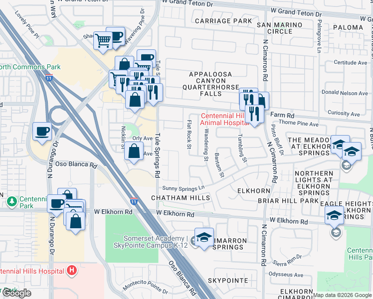 map of restaurants, bars, coffee shops, grocery stores, and more near 7420 Alpine Ridge Street in Las Vegas