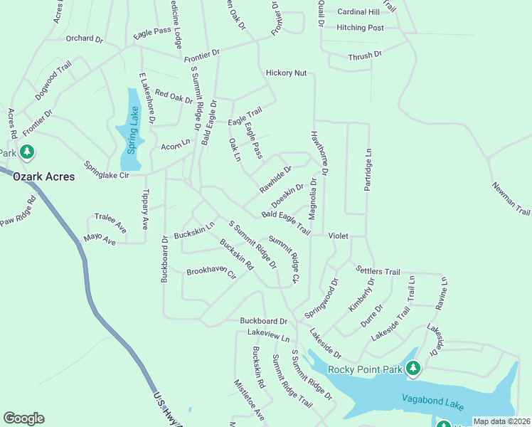 map of restaurants, bars, coffee shops, grocery stores, and more near 54 Bald Eagle Trail in Williford